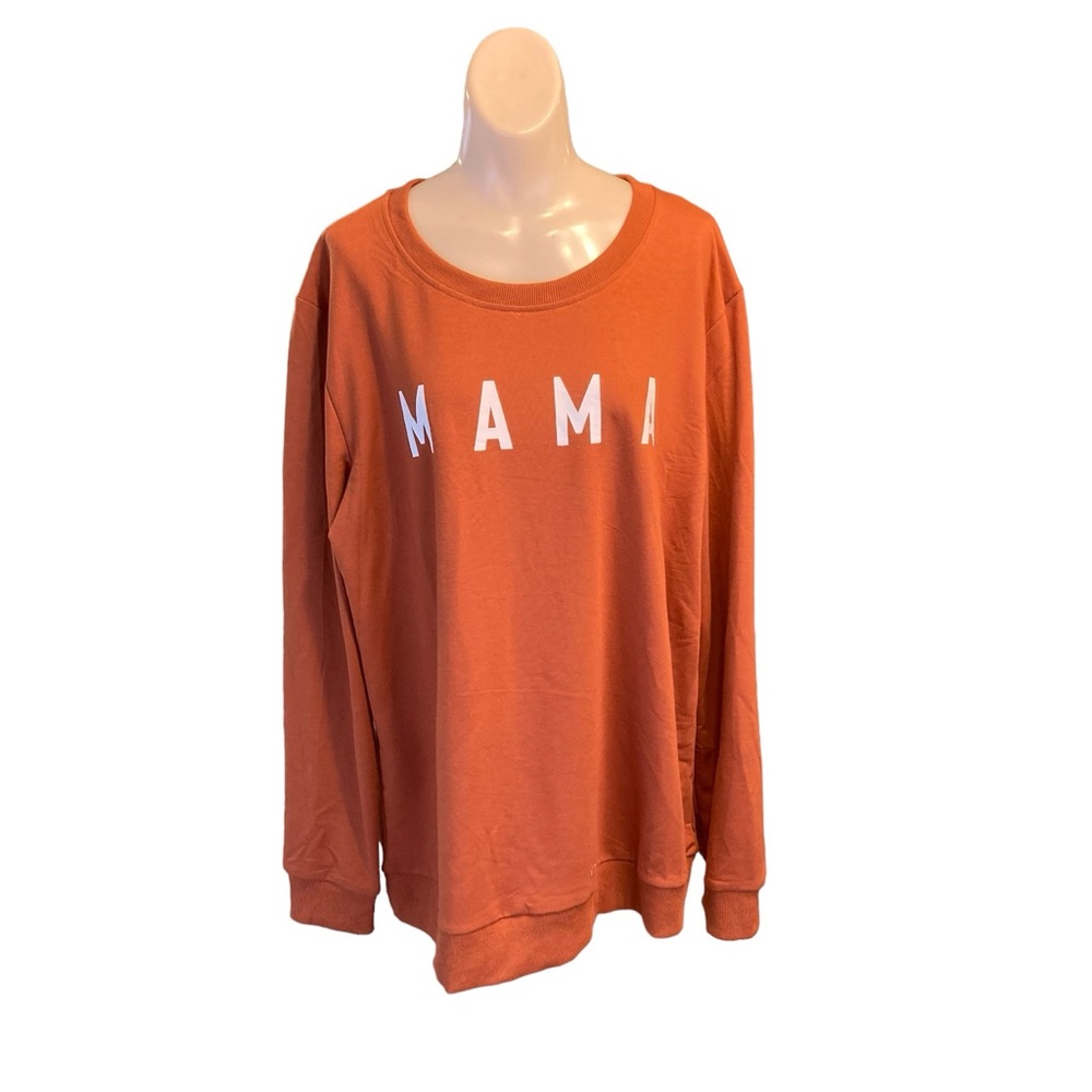 MAMA long sleeve crewneck women’s sweatshirt rust orange 2XL NWOT